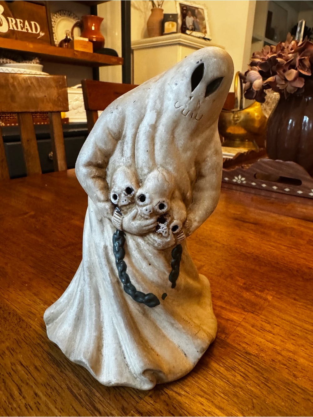 Vtg Dalton Spooky Ceramic Ghost Figurine votive holder - Holiday Decor
